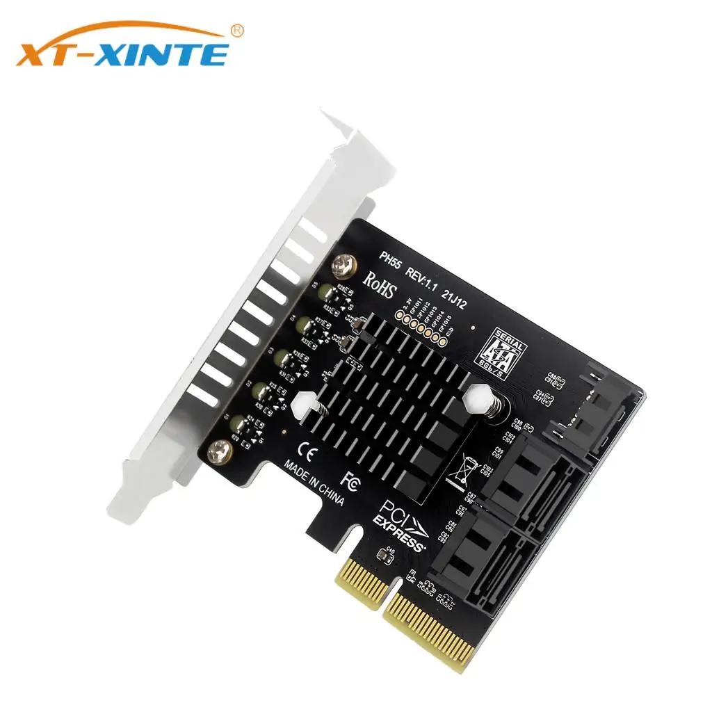 XT-XINTE PCI-E to SATA 3.0 III Ȯ ī, PCI-E X4 Ʈѷ  , PCI-E to SATA  , 5 Ʈ